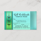 Modèle de certificat cadeau vert sarcelle festif (Dos)