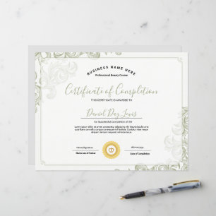 Modèle de certificat d'achèvement 