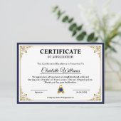 Modèle de certificat de reconnaissance classique (Debout devant)