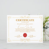 Modèle de certificat de réussite en or élégant (Debout devant)