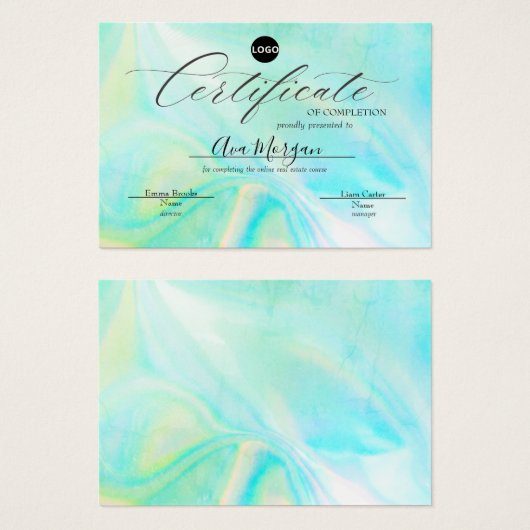 Modèle de certificat simple - Effet holographique (Devant & derrière)