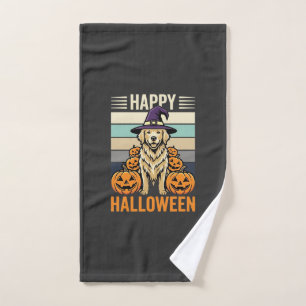 Modèle de citrouille vintage Halloween Golden Retr