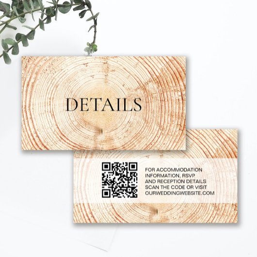 Modèle de code QR avec détails de grain de bois po