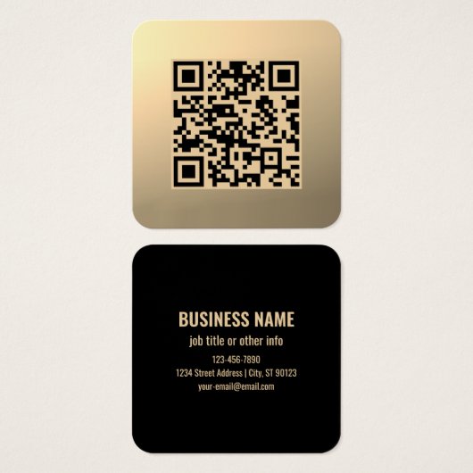 Modèle de code QR immédiatement modifiable | Or Fa (Devant & derrière)