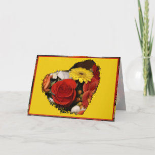 Modèle de cœur de bouquet de roses en pensant à vo