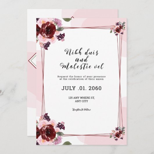 Modèle de conception de carte modifiable mariage M (Devant / Derrière)