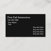 Modèle de conception de cartes de visite automobil (Dos)