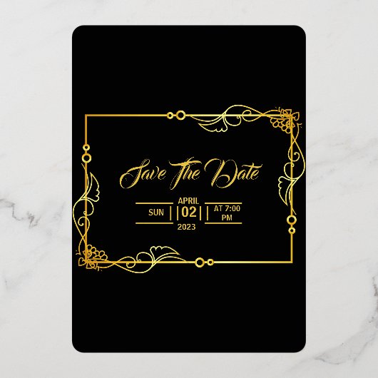 Modèle de conception Gold Foil faire-part de maria (Verso)