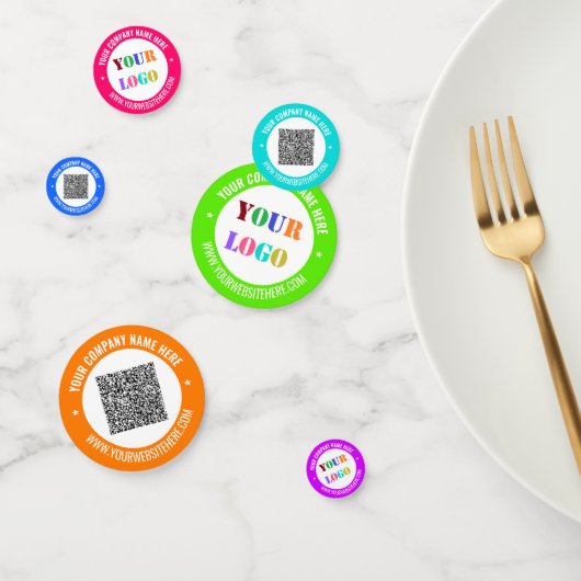 Modèle de confettis de fête avec logo et code QR p (Groupe)