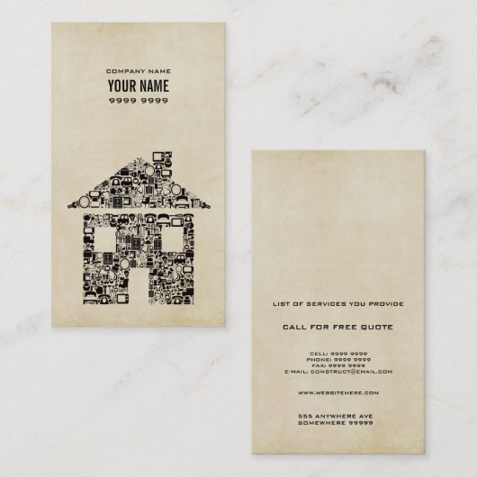 Modèle de construction moderne Carte de visite (Devant / Derrière)