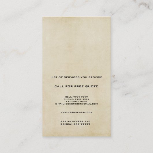 Modèle de construction moderne Carte de visite (Dos)