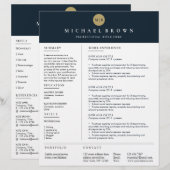 Modèle de CV sérieux simple clair (Devant / Derrière)