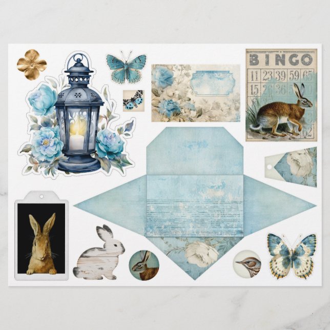 Modèle de Damas bleu vintage - Deux sur quatre (Devant)