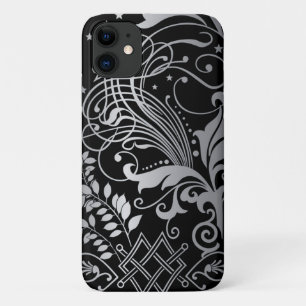 Modèle de Damas de torchage gris sur Coque noir-ma