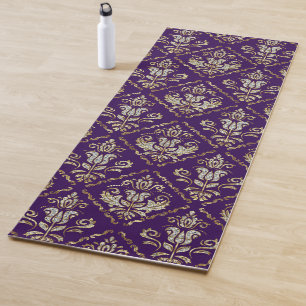 Modèle de damas étincelant sur tapis de yoga viole