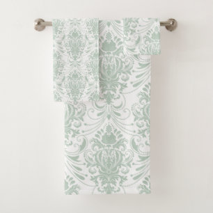 Modèle de Damas Vintage blanc Sage Green