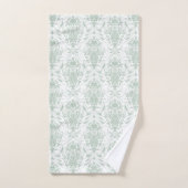 Modèle de Damas Vintage blanc Sage Green (Serviette à main)