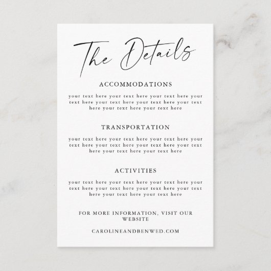 Modèle de détails de mariage à typographie script (Devant)