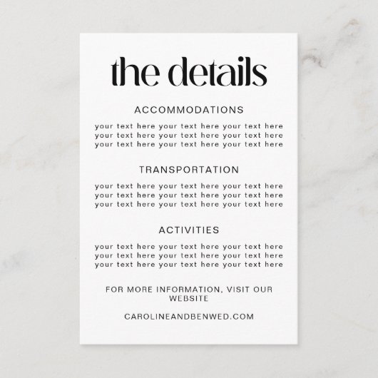 Modèle de détails de mariage avec une typographie (Devant)