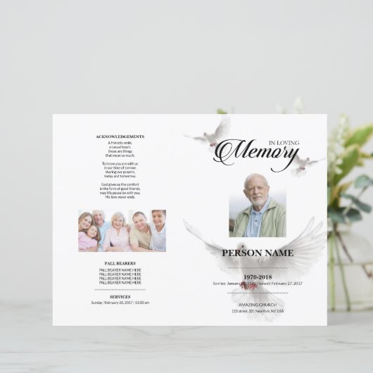 Modèle de deuil Colombe Blanche (Debout devant)