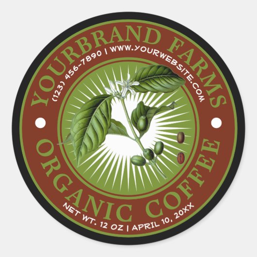 Modèle de Étiquette de café biologique vintage (Devant)