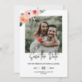Modèle de faire-part de date de mariage à photo fl (Devant)