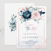 Modèle de faire-part de date de mariage en or rose (Devant / Derrière)