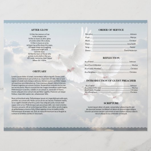 Modèle de faire-part de décès Ange (Dos)