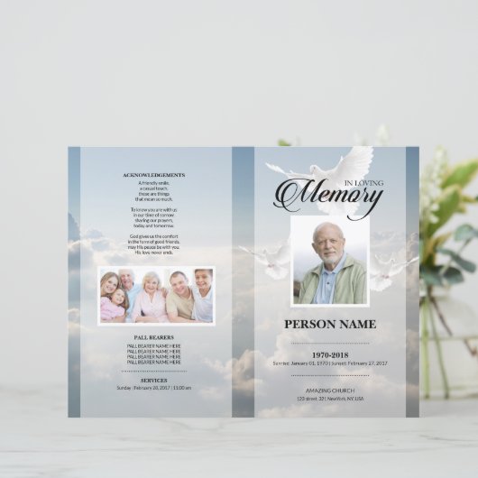 Modèle de faire-part de décès Ange (Debout devant)