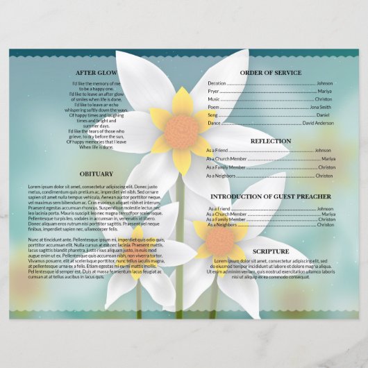 Modèle de faire-part de décès Fleur de Soleil (Dos)