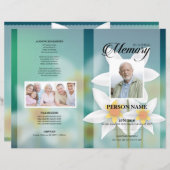 Modèle de faire-part de décès Fleur de Soleil (Devant / Derrière)