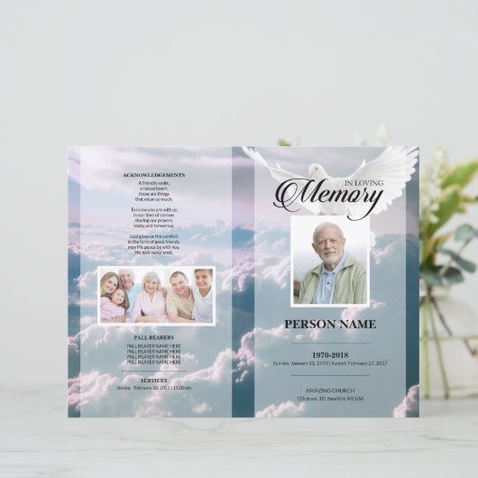 Modèle de faire-part de deuil Ange (Debout devant)