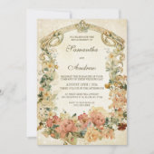 Modèle de faire-part de fête de fiançailles aux fl (Devant)