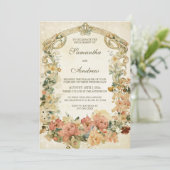 Modèle de faire-part de fête de fiançailles aux fl (Debout devant)