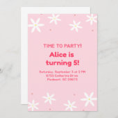 Modèle de faire-part de fête rose mignon pour enfa (Devant / Derrière)