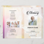 Modèle de faire-part de funérailles à fleurs roses (Devant / Derrière)