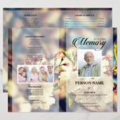 Modèle de faire-part de funérailles de fleurs vint (Devant / Derrière)