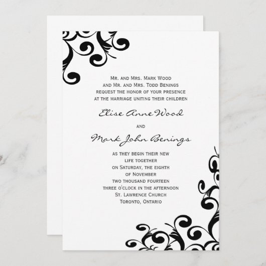 Modèle de faire-part de mariage (Devant / Derrière)