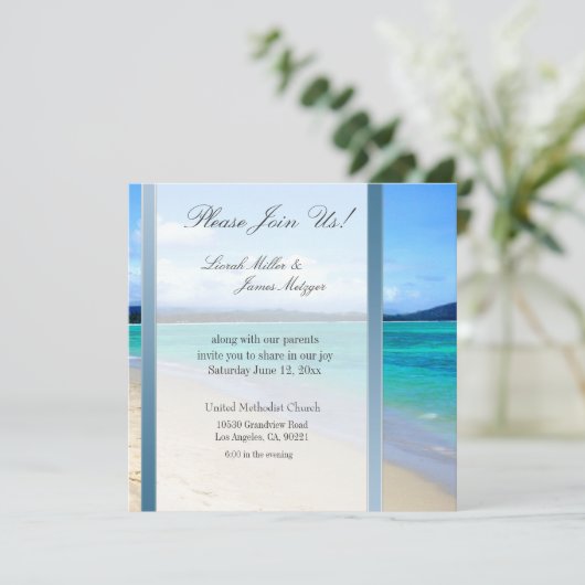 Modèle de faire-part de mariage de plage de (Debout devant)