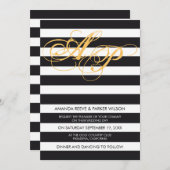 Modèle de faire-part de mariage de rayure noir et (Devant / Derrière)