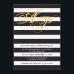Modèle de faire-part de mariage de rayure noir et<br><div class="desc">Invitation fait sur commande moderne,  nautique,  chic. Vous pouvez facilement changer la couleur des initiales en cliquant sur sur "le customisez" bouton. Trouvez la papeterie assortie et plus d'otpions dans notre magasin : http://www.zazzle.co.uk/designbyredline/gifts?cg=196521080171907543</div>