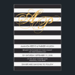 Modèle de faire-part de mariage de rayure noir et<br><div class="desc">Invitation fait sur commande moderne,  nautique,  chic. Vous pouvez facilement changer la couleur des initiales en cliquant sur sur "le customisez" bouton. Trouvez la papeterie assortie et plus d'otpions dans notre magasin : http://www.zazzle.co.uk/designbyredline/gifts?cg=196521080171907543</div>