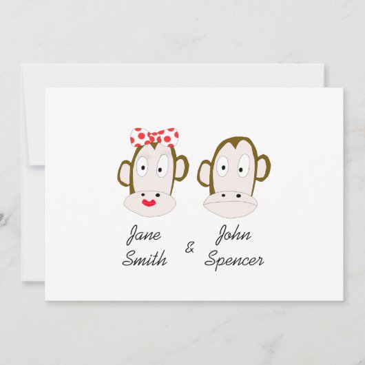 Modèle de faire-part de mariage de singes (Devant)