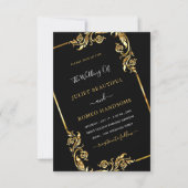 Modèle de Faire-part de mariage d'or noir QR Code (Devant)