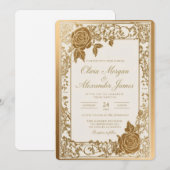 Modèle de faire-part de mariage élégant en or (Devant / Derrière)