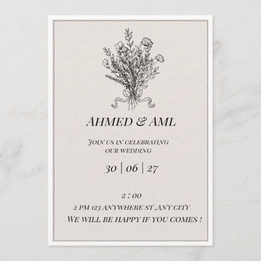 Modèle de faire-part de mariage élégant et minimal (Devant)