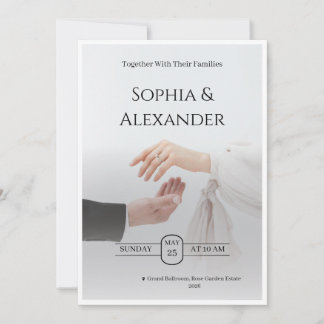 Modèle de faire-part de mariage élégant noir et or