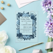 Modèle de faire-part de mariage floral bleu élégan (Insitu (Mariage))