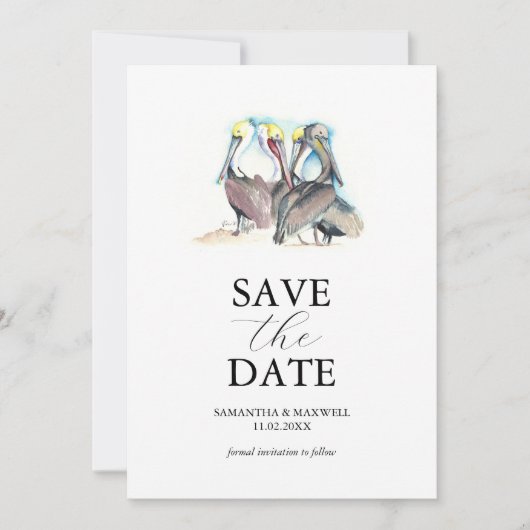 Modèle de faire-part de mariage Floride Pélican à (Devant)