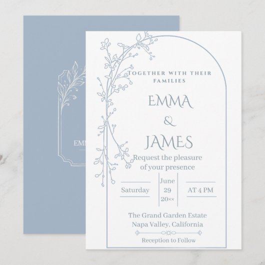 Modèle de faire-part de mariage géométrique bleu p (Devant / Derrière)